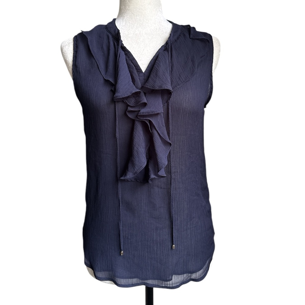 Tommy Hilfiger Ruffle Navy Blue Sleeveless Top